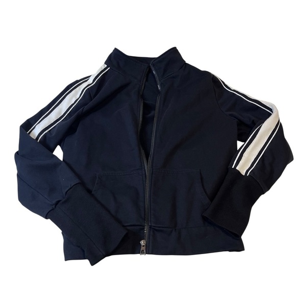 vintage black and white striped zip up hoodie y2k russian retro 80s workout - Picture 2 of 9